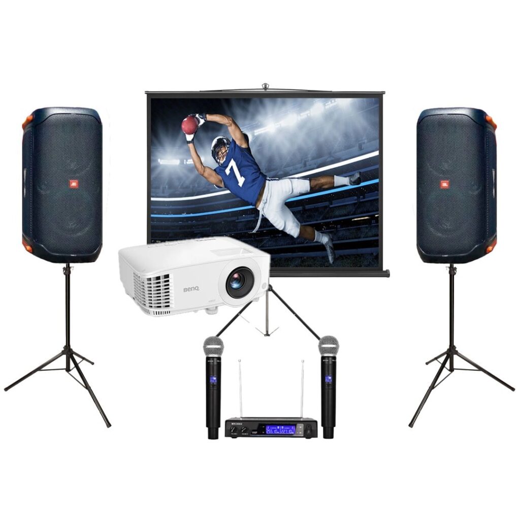 Rent a projector, screen and speaker package in Victoria